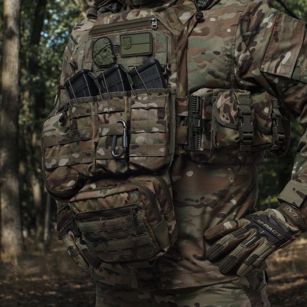 Потрійний підсумок під магазини АК/АR. Cordura 500D. Molle. Мультикам 100010 фото